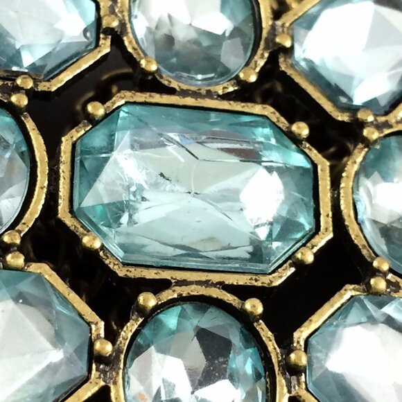 Long Blue Rhinestone Chain Swag Drop Costume Earrings Faceted 5" Runway - Picture 5 of 10